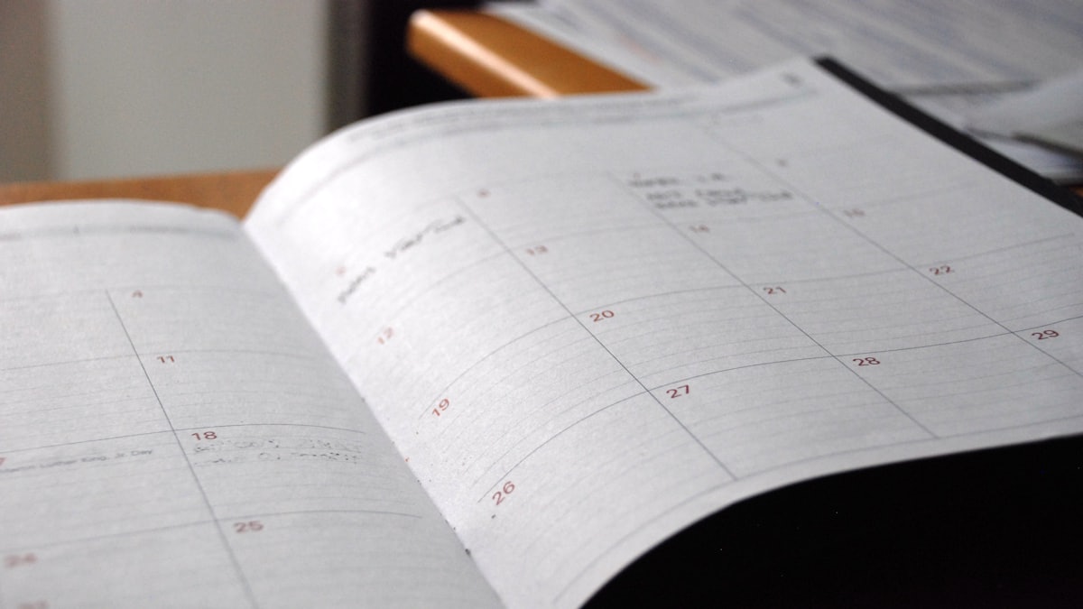 Weekly staff duty roster on a planning board