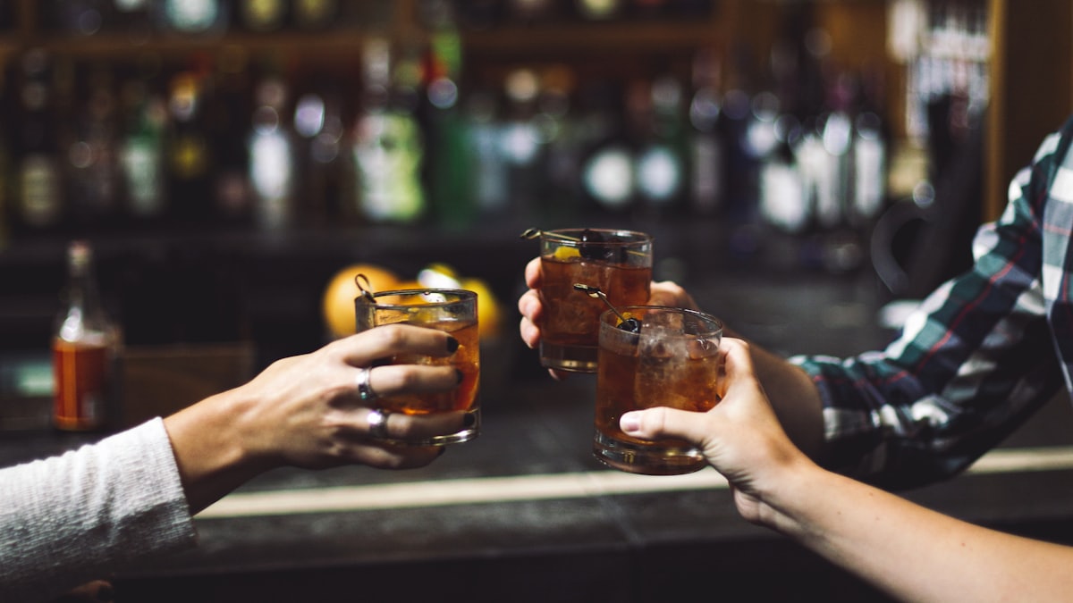 Bar during happy hour with drinks being served