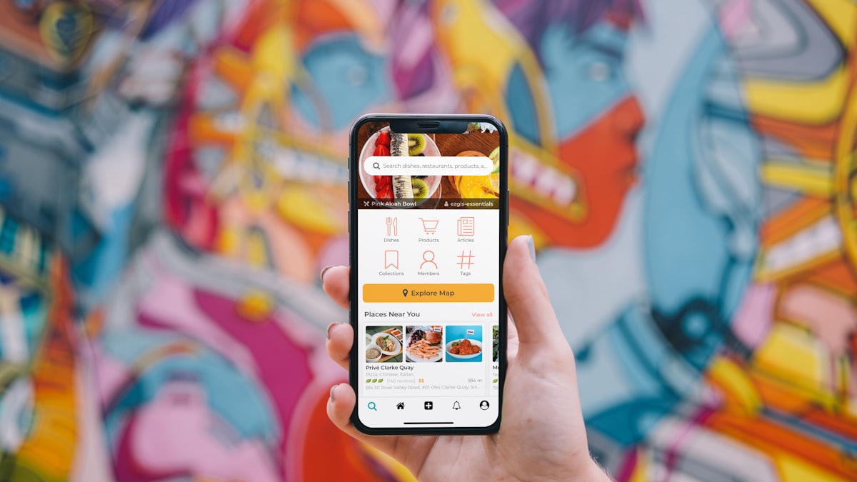 Smartphone showing a food ordering app